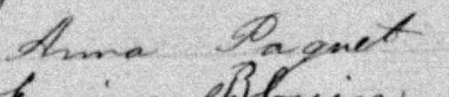 Signature de Anna Paquet: 8 juillet 1879 Signature de Anna Paquet: 8 juillet 1879