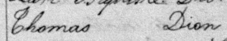 Signature de Thomas Dion: 24 août 1880 Signature de Thomas Dion: 24 août 1880