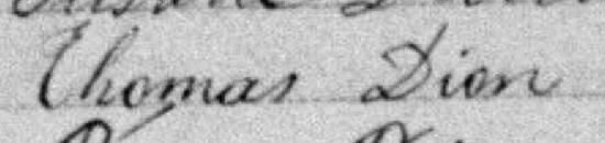 Signature de Thomas Dion: 29 septembre 1882 Signature de Thomas Dion: 29 septembre 1882