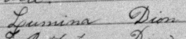 Signature de Lumina Dion: 30 mars 1891 Signature de Lumina Dion: 30 mars 1891