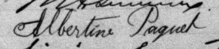 Signature de Albertine Paquet: 17 juillet 1900 Signature de Albertine Paquet: 17 juillet 1900