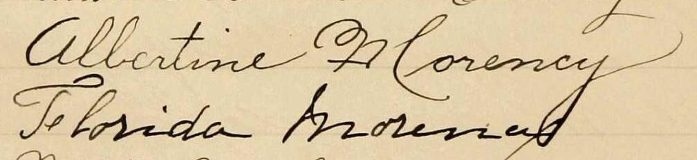 Signature de Albertine Morency: 10 septembre 1901 Signature de Albertine Morency: 10 septembre 1901