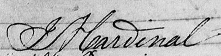 Signature de J N Cardinal: 1829 Signature de J N Cardinal: 1829