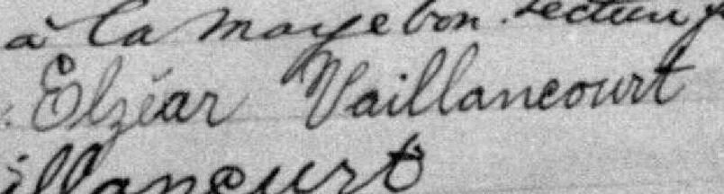 Signature de Elzéar Vaillancourt: 7 janvier 1888 Signature de Elzéar Vaillancourt: 7 janvier 1888