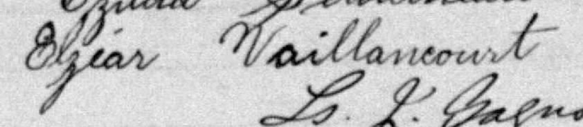 Signature de Elzéar Vaillancourt: 25 juillet 1893 Signature de Elzéar Vaillancourt: 25 juillet 1893