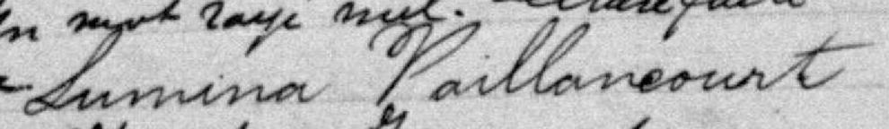 Signature de Lumina Vaillancourt: 20 août 1894 Signature de Lumina Vaillancourt: 20 août 1894