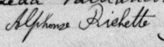 Signature de Alphonse Pichette: 29 novembre 1896 Signature de Alphonse Pichette: 29 novembre 1896