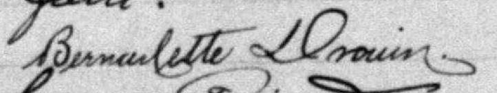 Signature de Bernadette Drouin: 22 mars 1900 Signature de Bernadette Drouin: 22 mars 1900