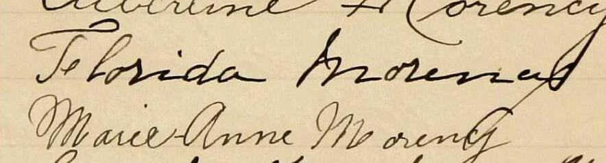 Signature de Florida Morency: 10 septembre 1901 Signature de Florida Morency: 10 septembre 1901