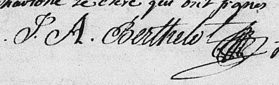 Signature de J. A. Berthelot: 2 août 1800 Signature de J. A. Berthelot: 2 août 1800