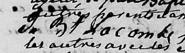 Signature de Jn Bt Lacombe: 26 juin 1821 Signature de Jn Bt Lacombe: 26 juin 1821