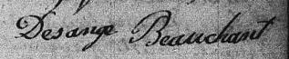 Signature de Desange Beauchant: 27 mars 1803 Signature de Desange Beauchant: 27 mars 1803