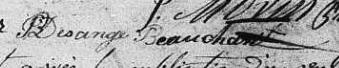 Signature de Desange Beauchant: 29 février 1808 Signature de Desange Beauchant: 29 février 1808