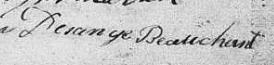 Signature de Desange Beauchant: 16 mai 1808 Signature de Desange Beauchant: 16 mai 1808