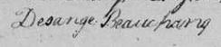 Signature de Desange Beauchamp: 17 juillet 1812 Signature de Desange Beauchamp: 17 juillet 1812