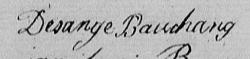 Signature de Desange Bauchang: 12 juillet 1813 Signature de Desange Bauchang: 12 juillet 1813