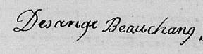 Signature de Desange Beauchang: 14 août 1815 Signature de Desange Beauchang: 14 août 1815