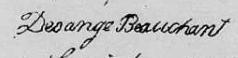 Signature de Desange Beauchant: 20 août 1818 Signature de Desange Beauchant: 20 août 1818