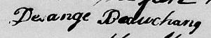 Signature de Desange Bauchang: 13 octobre 1821 Signature de Desange Bauchang: 13 octobre 1821