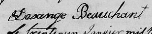 Signature de Desange Beauchant: 30 janvier 1824 Signature de Desange Beauchant: 30 janvier 1824