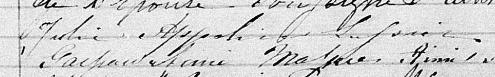 Signature de Julie Appoline Lussier: 5 janvier 1843 Signature de Julie Appoline Lussier: 5 janvier 1843