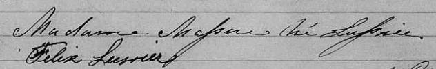 Signature de Madame Massue née Lussier: 4 janvier 1859 Signature de Madame Massue née Lussier: 4 janvier 1859