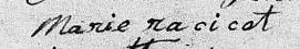 Signature de Marie Racicot: 8 janvier 1810 Signature de Marie Racicot: 8 janvier 1810