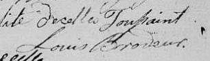 Signature de Toussaint Louis Brodeur: 3 février 1818 Signature de Toussaint Louis Brodeur: 3 février 1818