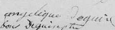 Signature de Angelique Deguir: 3 novembre 1812 Signature de Angelique Deguir: 3 novembre 1812