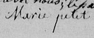 Signature de Marie Petit: 28 mars 1813 Signature de Marie Petit: 28 mars 1813