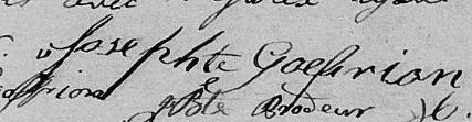Signature de Josephte Goefrion: 15 juin 1830 Signature de Josephte Goefrion: 15 juin 1830