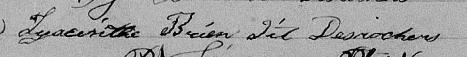 Signature de Hyacinthe Brien dit Desrochers: 13 juillet 1861 Signature de Hyacinthe Brien dit Desrochers: 13 juillet 1861