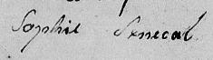 Signature de Sophie Senecal: 18 novembre 1816 Signature de Sophie Senecal: 18 novembre 1816