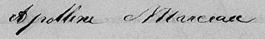 Signature de Apolline Marceau: 18 janvier 1852 Signature de Apolline Marceau: 18 janvier 1852