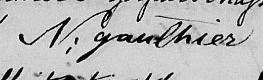 Signature de N. Gauthier: 3 novembre 1820 Signature de N. Gauthier: 3 novembre 1820