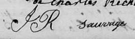 Signature de J R Sauvage: 10 août 1821 Signature de J R Sauvage: 10 août 1821