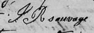 Signature de J R Sauvage: 20 août 1821 Signature de J R Sauvage: 20 août 1821