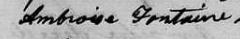 Signature de Ambroise Fontaine: 13 janvier 1824 Signature de Ambroise Fontaine: 13 janvier 1824