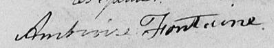 Signature de Ambroise Fontaine: 9 octobre 1827 Signature de Ambroise Fontaine: 9 octobre 1827