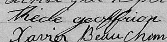 Signature de Thècle Geoffrion: 8 octobre 1872 Signature de Thècle Geoffrion: 8 octobre 1872