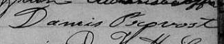 Signature de Damis Provost: 15 février 1858 Signature de Damis Provost: 15 février 1858