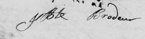 Signature de J Bte Brodeur: 12 juillet 1825 Signature de J Bte Brodeur: 12 juillet 1825