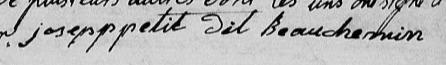 Signature de Josepp Petit dit Beauchemin: 26 septembre 1826 Signature de Josepp Petit dit Beauchemin: 26 septembre 1826