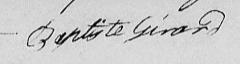 Signature de Baptiste Girard: 17 octobre 1826 Signature de Baptiste Girard: 17 octobre 1826