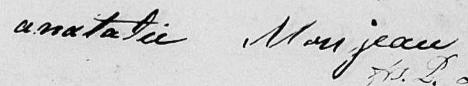 Signature de Anatalie Monjeau: 8 février 1829 Signature de Anatalie Monjeau: 8 février 1829