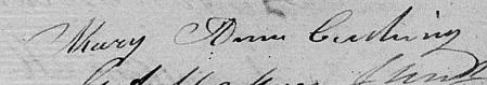 Signature de Mary Ann Caching: 5 novembre 1831 Signature de Mary Ann Caching: 5 novembre 1831