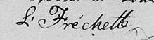Signature de L. Fréchette: premier avril 1833 Signature de L. Fréchette: premier avril 1833