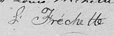 Signature de L. Fréchette: 20 avril 1833 Signature de L. Fréchette: 20 avril 1833