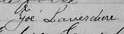 Signature de Zoé Laverdure: 8 juillet 1876 Signature de Zoé Laverdure: 8 juillet 1876