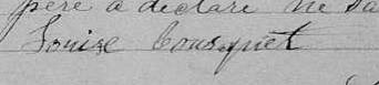 Signature de Louise Bousquet: premier janvier 1864 Signature de Louise Bousquet: premier janvier 1864
